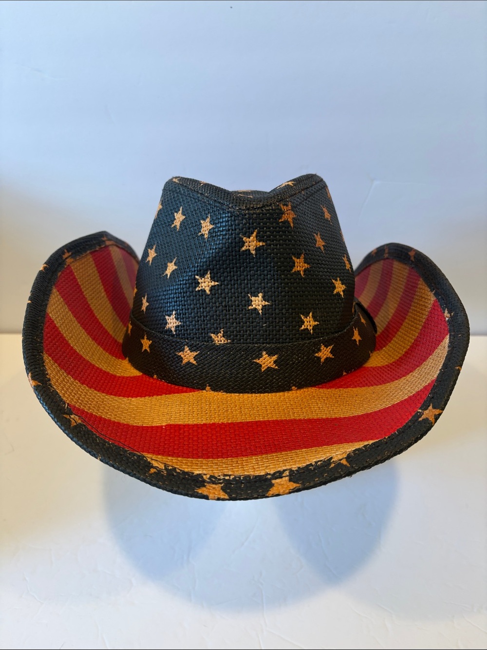 Adult Cowboy Hat with Stars & Stripes - Navy Blue, Red & Gold